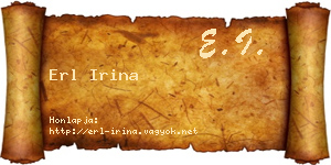 Erl Irina névjegykártya